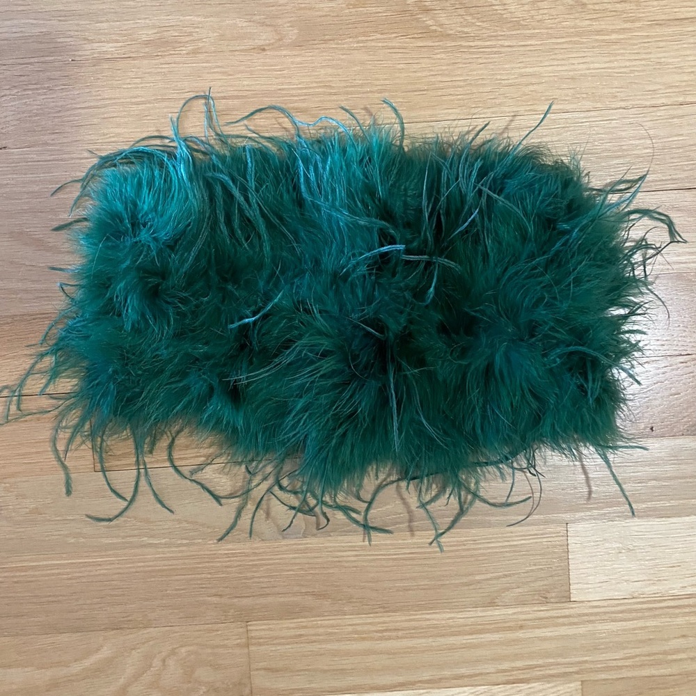 Lamarque la marque ostrich feather top green feather top xs